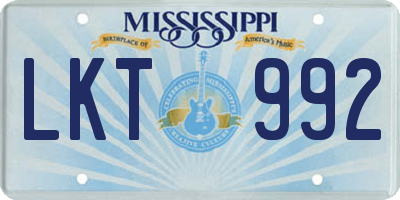 MS license plate LKT992