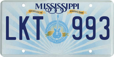 MS license plate LKT993