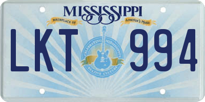 MS license plate LKT994