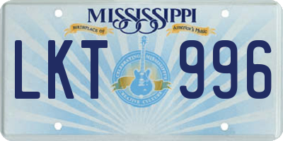 MS license plate LKT996