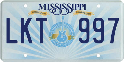MS license plate LKT997