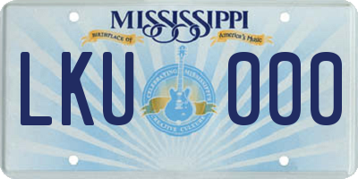 MS license plate LKU000