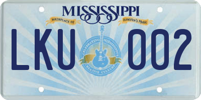 MS license plate LKU002