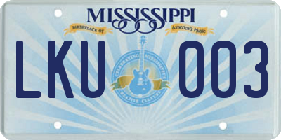 MS license plate LKU003