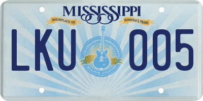 MS license plate LKU005