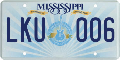 MS license plate LKU006