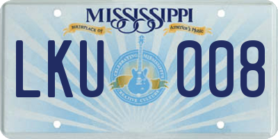 MS license plate LKU008