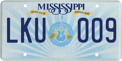MS license plate LKU009