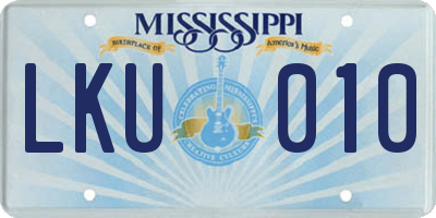 MS license plate LKU010