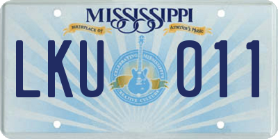 MS license plate LKU011