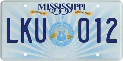 MS license plate LKU012