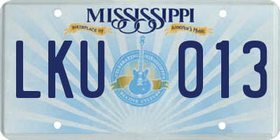 MS license plate LKU013