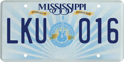 MS license plate LKU016
