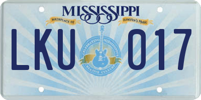 MS license plate LKU017
