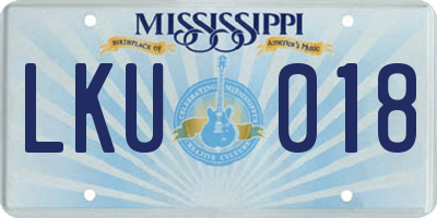 MS license plate LKU018