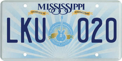 MS license plate LKU020