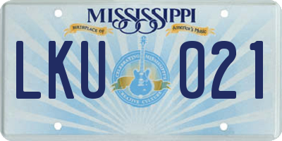 MS license plate LKU021