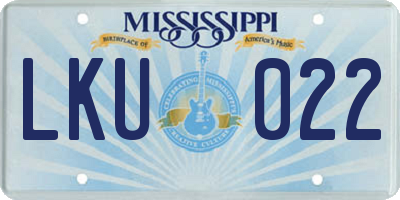 MS license plate LKU022