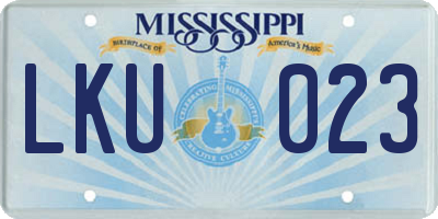 MS license plate LKU023