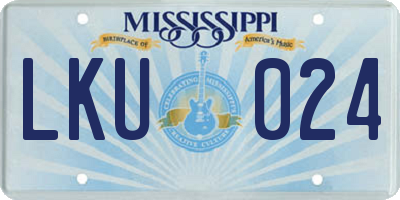 MS license plate LKU024