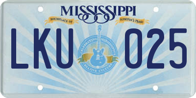 MS license plate LKU025