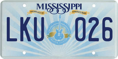 MS license plate LKU026