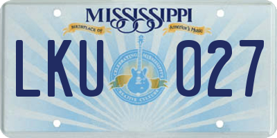 MS license plate LKU027