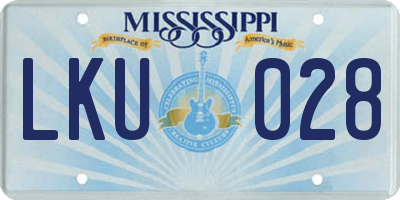 MS license plate LKU028