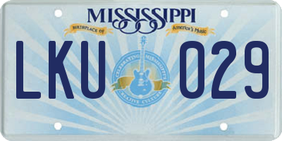 MS license plate LKU029