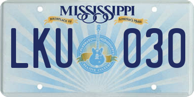 MS license plate LKU030