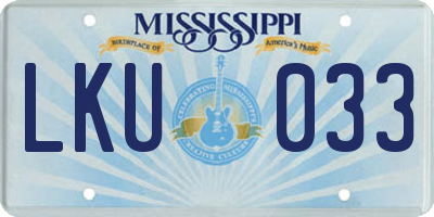 MS license plate LKU033