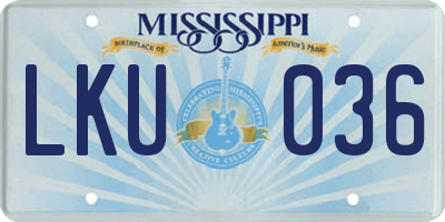 MS license plate LKU036