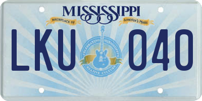 MS license plate LKU040