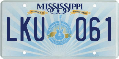 MS license plate LKU061