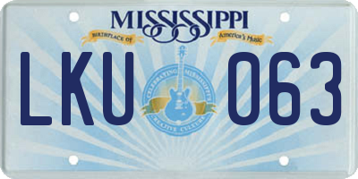 MS license plate LKU063