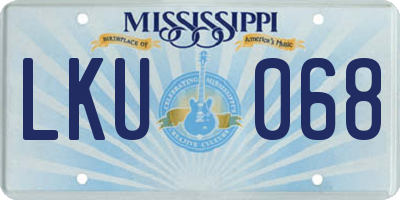 MS license plate LKU068