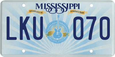 MS license plate LKU070