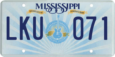MS license plate LKU071
