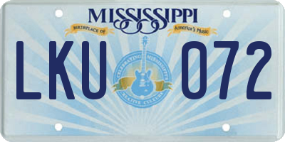 MS license plate LKU072