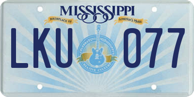 MS license plate LKU077