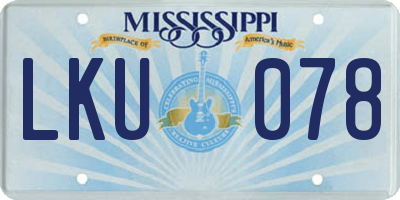MS license plate LKU078
