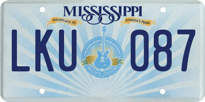 MS license plate LKU087