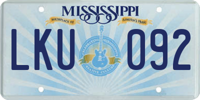 MS license plate LKU092