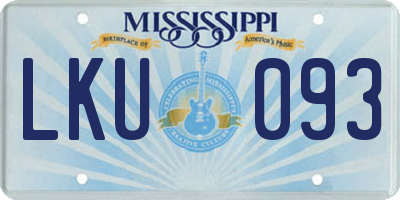 MS license plate LKU093