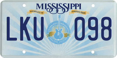 MS license plate LKU098