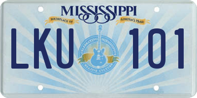 MS license plate LKU101