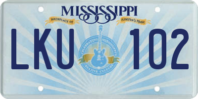 MS license plate LKU102