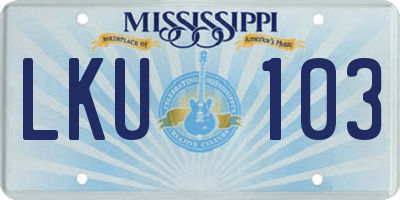 MS license plate LKU103