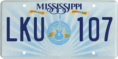 MS license plate LKU107