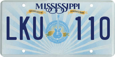 MS license plate LKU110